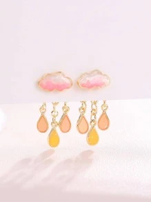 CVNANA 1pair Fashion Zinc Alloy Water-drop Decor Dangle Earrings For Women For Birthday Gift - Multicolor - View 9