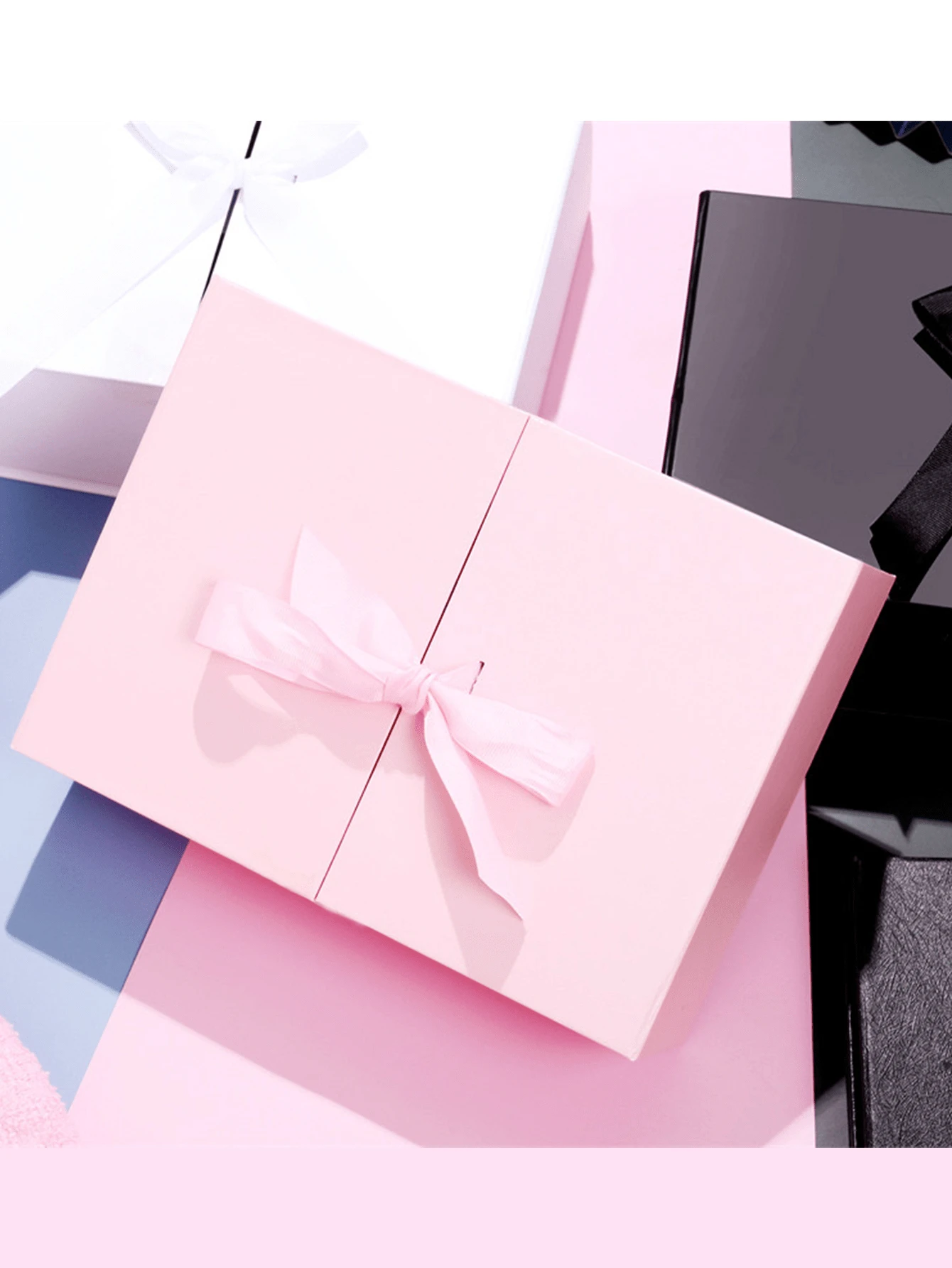 1pc Bow Decor Gift Box - Pink - View 1