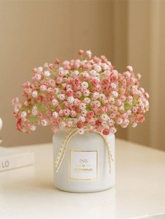 3支/9支仿真满天星花束，PE材质，迷你仿真干花，适用于婚礼、生日、新娘送礼会装饰、秋季、万圣节、感恩节、圣诞节装饰、家居、房间、餐桌、咖啡厅装饰、摄影道具、毕业礼物、返校装饰、文具、仿真植物