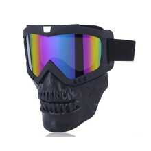 1pair Windproof Motorcycle Cycling Glasses & Face Shield - Black and White - View 2