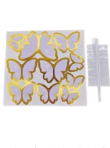20pcs Butterfly Decoration Wedding Cake , Glitter Birthday Party Cake Decoration Supplies, Cake Smash Decoration, Photo Booth Props, Paper Cake Topper Flags Sign, Dessert Table Dress Up Supplies, Cake Decor Supplies, Party Decor Supplies - Purple - View 7