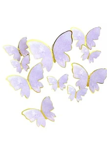 20pcs Butterfly Decoration Wedding Cake , Glitter Birthday Party Cake Decoration Supplies, Cake Smash Decoration, Photo Booth Props, Paper Cake Topper Flags Sign, Dessert Table Dress Up Supplies, Cake Decor Supplies, Party Decor Supplies - Purple - View 4