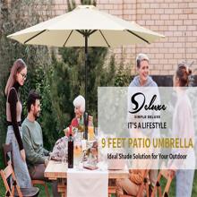 Simple Deluxe 9ft Outdoor Market Table Patio Umbrella with Button Tilt and 8 Sturdy Ribs for Garden,  Beige - Màu be - Xem 3