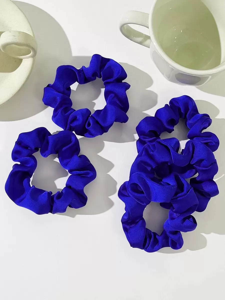 5个/套 女士缎面发圈，柔软弹力发带，复古百搭风格，适合作为礼物和日常佩戴，休闲马尾辫发饰，家居美发配饰