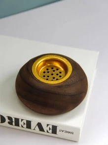 1pc Wooden Pattern Incense Burner - Brown - View 4