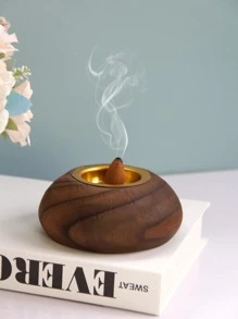 1pc Wooden Pattern Incense Burner - Brown - View 6