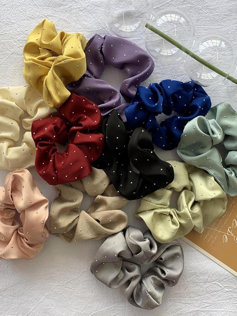 Rhinestone trang trí ngẫu nhiên Scrunchie - Nhiều màu - Xem 1