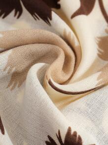 1入組女士印花時尚圍巾適用於日常生活 - 卡其色 - 查看 2