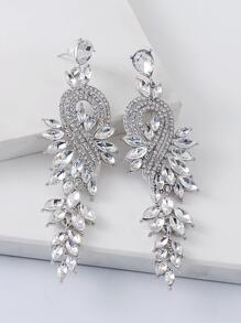 juran Rhinestone Decor Drop Earrings - Silver - View 4