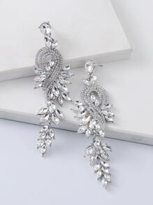 juran Rhinestone Decor Drop Earrings - Silver - View 3