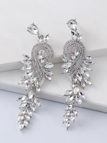 juran Rhinestone Decor Drop Earrings - Silver - View 2