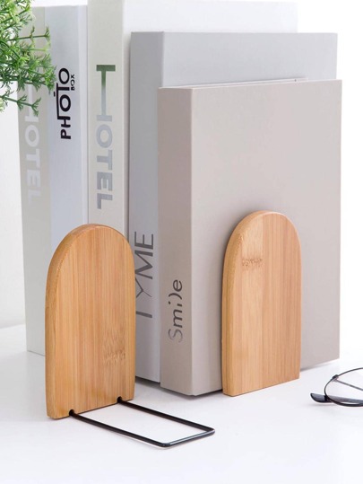 multibey 1pc Wooden Bookend, Simple Book Stand For School, Office