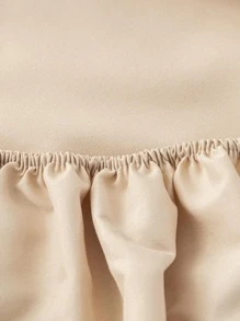 1pc Plain Fitted Sheet, Simple Fabric Fitted Bottom Sheet For Home - Khaki - View 9