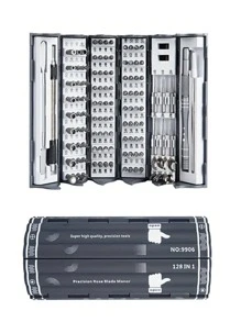 1set 128 In 1 Precision Screwdriver Set, CR-V Professional Magnetic Driver Kit With Flexible Shaft - Grey - View 2