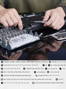 1set 128 In 1 Precision Screwdriver Set, CR-V Professional Magnetic Driver Kit With Flexible Shaft - Grey - View 3