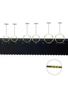 925純銀薄環耳環,適用於女性和女孩的軟骨耳環,6入組10mm 12mm 14mm無縫環耳環 - 金色 - 查看 4