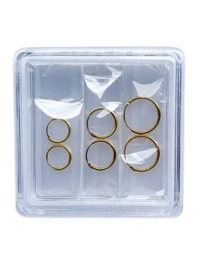 925純銀薄環耳環,適用於女性和女孩的軟骨耳環,6入組10mm 12mm 14mm無縫環耳環 - 金色 - 查看 5