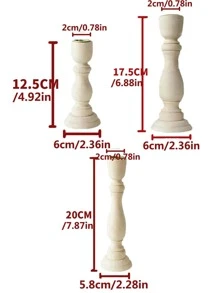 1入組木頭燭臺 - 杏色 - 查看 2