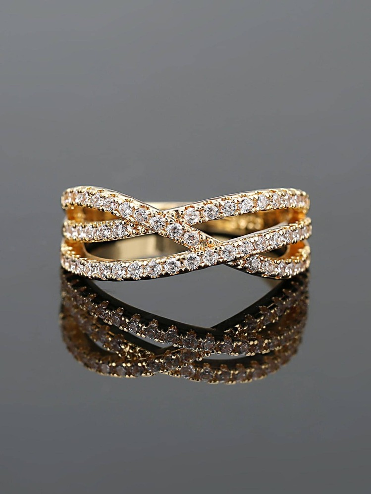 Nhẫn Trang Trí Đá Cubic Zirconia - Vàng - Xem 2