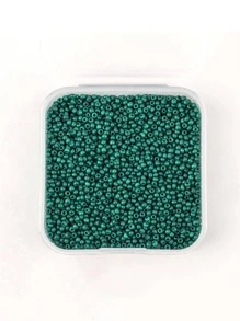 Một Hộp Gồm 4000 Chiếc Hạt Thủy Tinh Nhỏ 2*2 Mm, Hạt Tròn, Dành Cho Vòng Tay Thủ Công DIY, Dây Chuyền, Làm Đồ Trang Sức - Màu xanh lá cây đậm - Xem 4