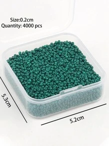 Một Hộp Gồm 4000 Chiếc Hạt Thủy Tinh Nhỏ 2*2 Mm, Hạt Tròn, Dành Cho Vòng Tay Thủ Công DIY, Dây Chuyền, Làm Đồ Trang Sức - Màu xanh lá cây đậm - Xem 2