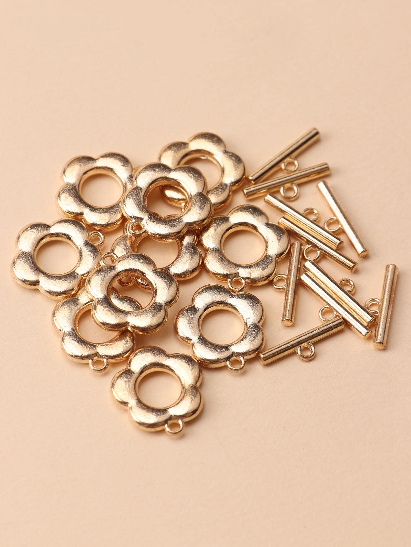 10pcs/set Fashion Flower Shape OT Buckle For DIY Necklace Bracelet Jewelry Making - Yellow Gold - View 1