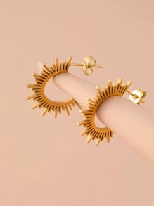 Aomogo Pendientes geométricos de joyería de acero inoxidable para mujer, el mejor medio círculo con pinchos, pendientes con dijes para mujer, los mejores regalos de boda para fiesta