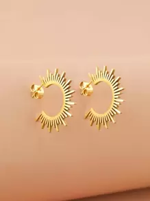 Aomogo Pendientes geométricos de joyería de acero inoxidable para mujer, el mejor medio círculo con pinchos, pendientes con dijes para mujer, los mejores regalos de boda para fiesta