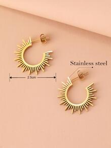 Aomogo Pendientes geométricos de joyería de acero inoxidable para mujer, el mejor medio círculo con pinchos, pendientes con dijes para mujer, los mejores regalos de boda para fiesta