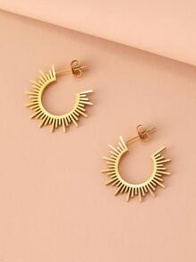 Aomogo Pendientes geométricos de joyería de acero inoxidable para mujer, el mejor medio círculo con pinchos, pendientes con dijes para mujer, los mejores regalos de boda para fiesta