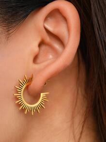 Aomogo Pendientes geométricos de joyería de acero inoxidable para mujer, el mejor medio círculo con pinchos, pendientes con dijes para mujer, los mejores regalos de boda para fiesta