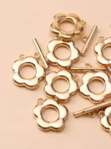 10pcs/set Fashion Flower Shape OT Buckle For DIY Necklace Bracelet Jewelry Making - Yellow Gold - View 3