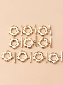 10pcs/set Fashion Flower Shape OT Buckle For DIY Necklace Bracelet Jewelry Making - Yellow Gold - View 4