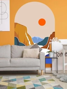 2 miếng dán tường hình núi trừu tượng - Nhiều màu - Xem 2