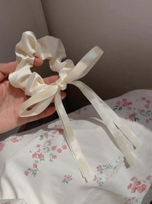 2个装女士蝴蝶结装饰时尚发圈，可爱情人节发绳，马尾辫发圈，发圈，橡皮筋发圈，发绳，弹性发圈，礼物发饰，头饰，弹性发带 - 白色 - 查看 3