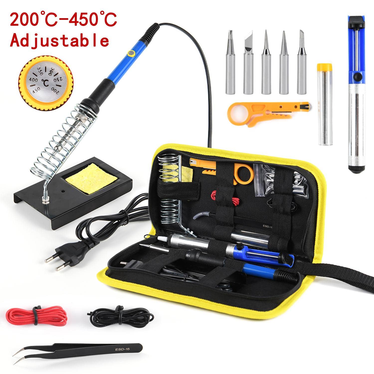 15pcs/set Iron Alloy Electric Soldering Iron Tool Set, Modern Electric Soldering Iron Tool Kit For Welding Equipment - Blue - View 1