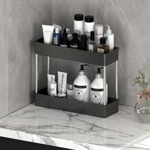 1入組塑膠浴室收納現代雙層貨架收納單元 - 黑色 - 查看 1
