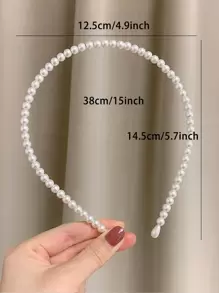 4 chiếc băng đô cài tóc giả ngọc trai thanh lịch dành cho nữ, phụ kiện tóc, băng đô cài đầu, phụ kiện đội đầu. - trắng - Xem 4