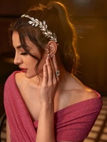 1入組女士珍珠和樹葉裝飾優雅頭帶適合派對