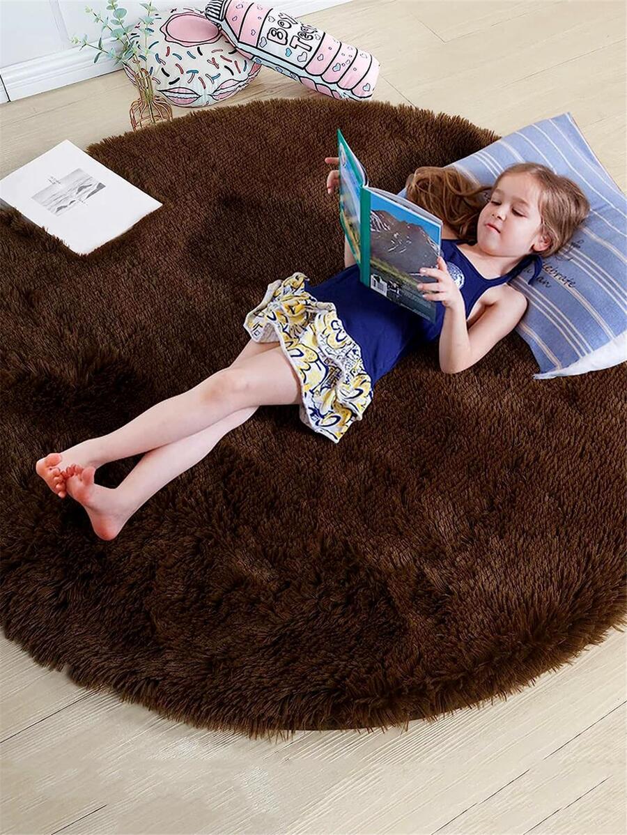 1pc Super Soft Fluffy Round Shaggy Rug , Non-Slip, Washable, And Cute Carpet For Living Room, Bedroom, Home Decor, Room Decor, Accent Rug, Floor Covering, And More With Anti-Slip Backing And Easy Maintenance