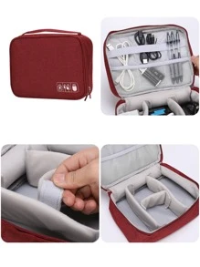 1 túi lưu trữ cáp dữ liệu di động - Màu Đỏ Sâu - Xem 4