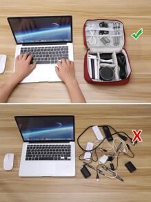 1 túi lưu trữ cáp dữ liệu di động - Màu Đỏ Sâu - Xem 6