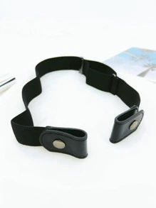 1pc Men Solid Buckle-Free Casual Belt For Daily Life - Black - View 6