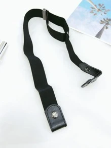 1pc Men Solid Buckle-Free Casual Belt For Daily Life - Black - View 3