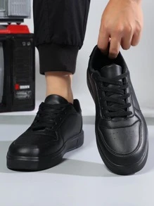 Giày trượt ván buộc dây mới cho nam, phong cách thời trang đi nghỉ, đa năng cho bốn mùa, màu đen - màu đen - Xem 4