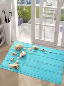 1 pieza Alfombra de cocina estrella de mar & con patrón de concha cocina moderno poliéster anti deslizante para casa - Azul menta - Ver 3