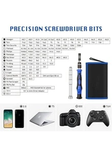 150在1精密螺絲刀套裝維修工具套件帶磁性,CR-V迷你螺絲刀套裝帶牛津包,修復適用於手機,手錶,平板,筆記本電腦 - 藍色 - 查看 7