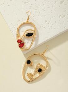 水鑽細節鏤空人像耳墜 - 彩色 - 查看 3