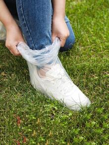 1雙防水塑膠雨鞋極簡透明耐磨一次性雨鞋套 - 無色 - 查看 6