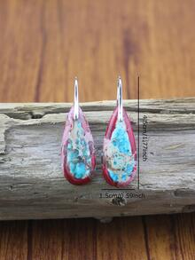 1 đôi Bông tai đá Hoàng đế hình giọt nước phong cách Bohemian - Đỏ - Xem 6